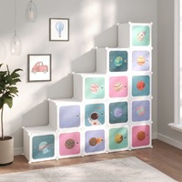  Cube Storage Cabinet for Kids with 15 Cubes White PP