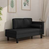  Chaise Lounge with Cushions and Bolster Black Faux Leather