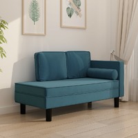  Chaise Lounge with Cushions and Bolster Blue Velvet