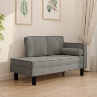  Chaise Lounge with Cushions and Bolster Light Grey Velvet