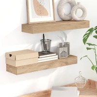  Wall Shelves 2 pcs 60x15x4 cm Solid Wood Teak