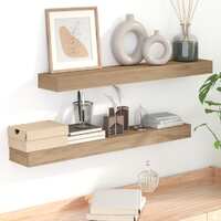 Wall Shelves 2 pcs 90x15x4 cm Solid Wood Teak