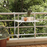  Balcony Table White 60x40 cm Steel