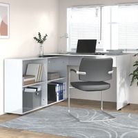  Corner Desk High Gloss White Engineered Wood