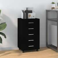 Drawer Cabinet with Castors Black Engineered Wood