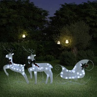  Reindeer &amp; Sleigh Christmas Decoration 60 LEDs Outdoor White