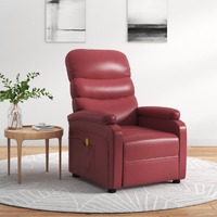  Massage Chair Wine Red Faux Leather