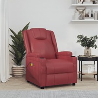  Massage Chair Wine Red Faux Leather