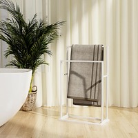  Freestanding Towel Rack White 48x24x78.5 cm Iron