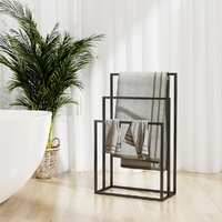  Freestanding Towel Rack Black 48x24x79 cm Iron