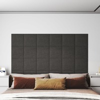  Wall Panels 12 pcs Dark Grey 30x30 cm Fabric 1.08 m²