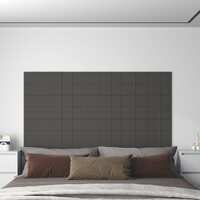  Wall Panels 12 pcs Dark Grey 60x15 cm Fabric 1.08 m²