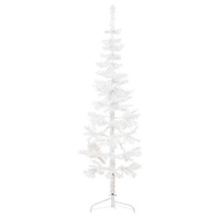  Slim Artificial Half Christmas Tree with Stand White 180 cm