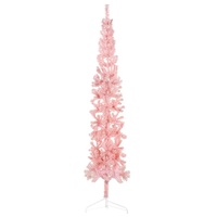  Slim Artificial Half Christmas Tree with Stand Pink 240 cm