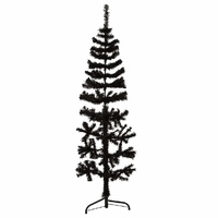  Slim Artificial Half Christmas Tree with Stand Black 150 cm
