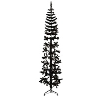  Slim Artificial Half Christmas Tree with Stand Black 210 cm
