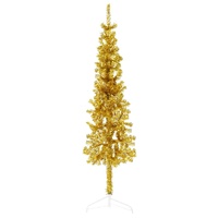  Slim Artificial Half Christmas Tree with Stand Gold 120 cm