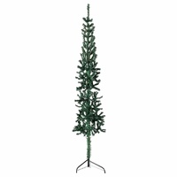  Slim Artificial Half Christmas Tree with Stand Green 240 cm