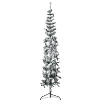  Slim Artificial Half Christmas Tree with Flocked Snow 210 cm