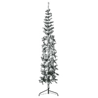  Slim Artificial Half Christmas Tree with Flocked Snow 240 cm