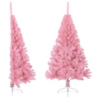  Artificial Half Christmas Tree with Stand Pink 120 cm PVC