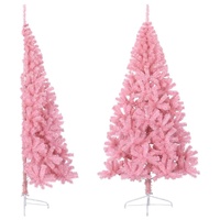  Artificial Half Christmas Tree with Stand Pink 180 cm PVC