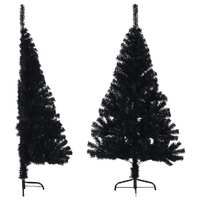  Artificial Half Christmas Tree with Stand Black 120 cm PVC