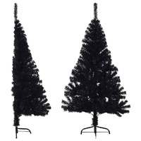  Artificial Half Christmas Tree with Stand Black 150 cm PVC