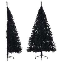  Artificial Half Christmas Tree with Stand Black 180 cm PVC