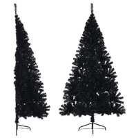  Artificial Half Christmas Tree with Stand Black 240 cm PVC