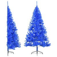  Artificial Half Christmas Tree with Stand Blue 240 cm PVC