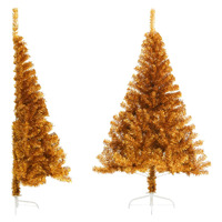  Artificial Half Christmas Tree with Stand Gold 180 cm PET