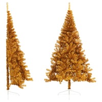  Artificial Half Christmas Tree with Stand Gold 210 cm PET