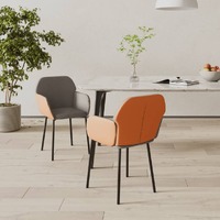  Dining Chairs 2 pcs Dark Grey Fabric and Faux Leather