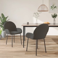  Dining Chairs 2 pcs Dark Grey Velvet