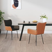  Dining Chairs 2 pcs Dark Grey Fabric and Faux Leather