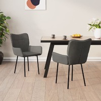  Dining Chairs 2 pcs Dark Grey Velvet
