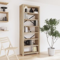  7-Tier Bookcase 80x30x200 cm Solid Wood Acacia