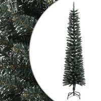  Artificial Slim Christmas Tree with Stand Green 240 cm PVC