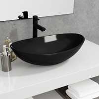  Basin Tempered Glass 54.5x35x15.5 cm Black