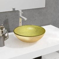  Basin Tempered Glass 35x12 cm Gold