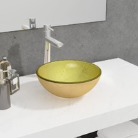  Basin Tempered Glass 30x12 cm Gold