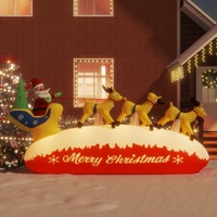  Christmas Inflatable Santa and Reindeer Decoration LED 145 cm