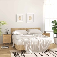  Bedside Cabinets 2 pcs Brown Solid Wood Pine and Natural Rattan