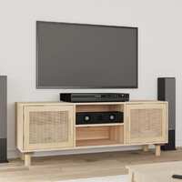  TV Cabinet Brown 105x30x40 cm Solid Wood Pine&amp;Natural Rattan