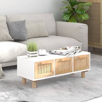  Coffee Table White 80x40x30 cm Engineered Wood&amp;Solid Wood Pine