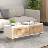  Coffee Table White 80x40x30 cm Engineered Wood&amp;Solid Wood Pine