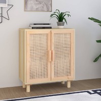  Sideboard Brown 60x30x70 cm Solid Wood Pine and Natural Rattan