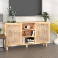  Sideboard Brown 105x30x60 cm Solid Wood Pine and Natural Rattan