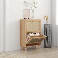 Shoe Cabinet Brown 52x25x80 cm Engineered Wood and Natural Rattan